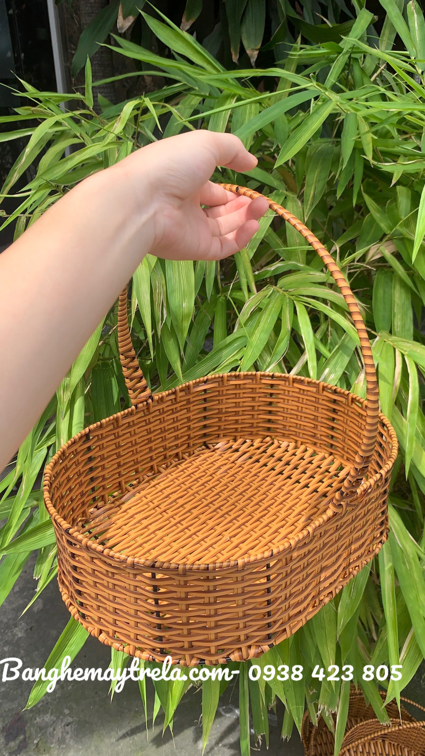 Lẵng oval nhựa giả mây đựng đồ